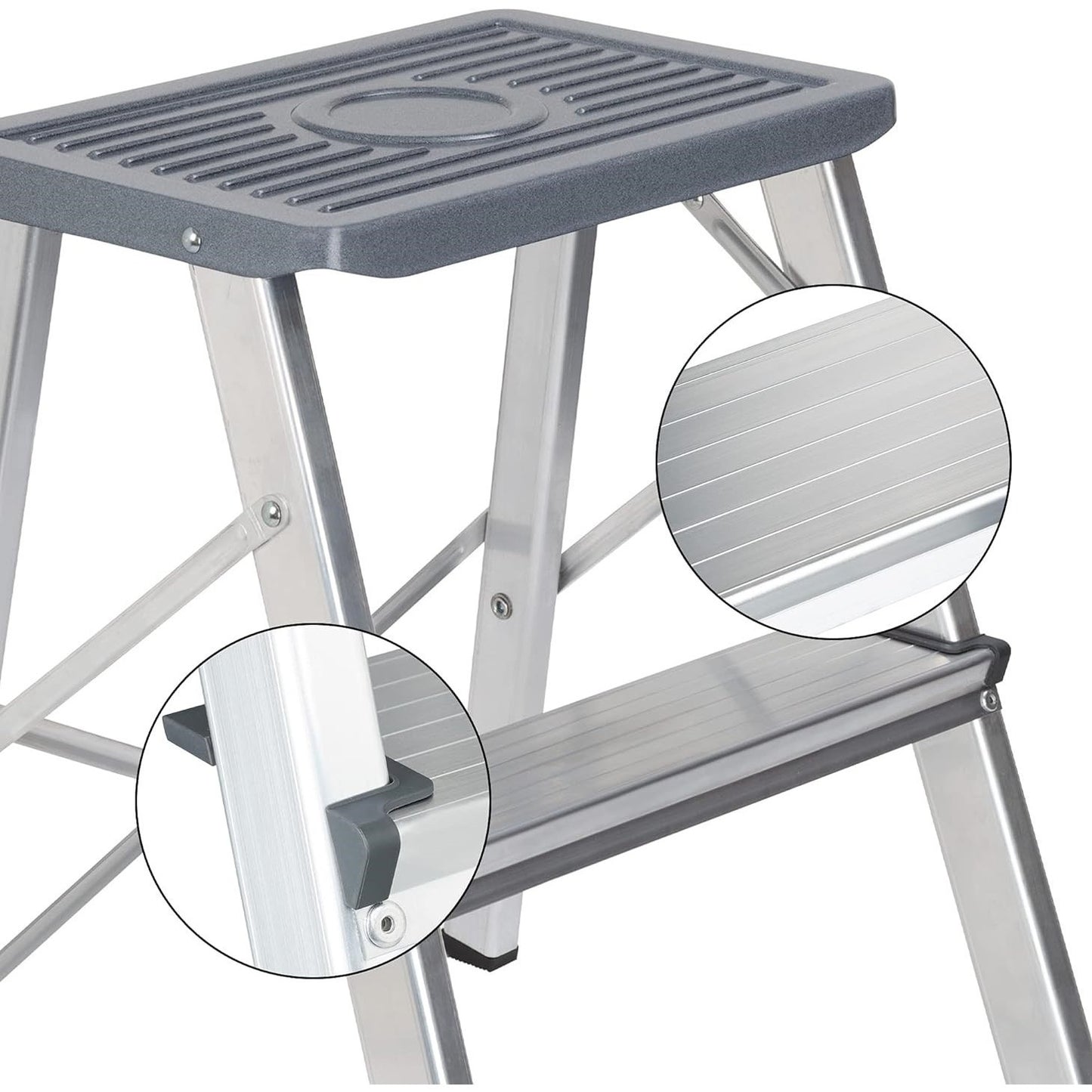 Escaleras Plegables Aluminio de Tijera Super Resistente hasta 150Kg, Acero y Aluminio Antideslizantes