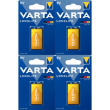 Pilas 9V Alcalinas, Pilas 9v Cuadradas de Alto Rendimiento, VARTA Longlife, Ultra Larga Duración, Energía Continua, Ideal para Detectores de Humo, Micrófonos Inalámbricos, Pedales de Guitarra, Multímetros, Electrodomésticos