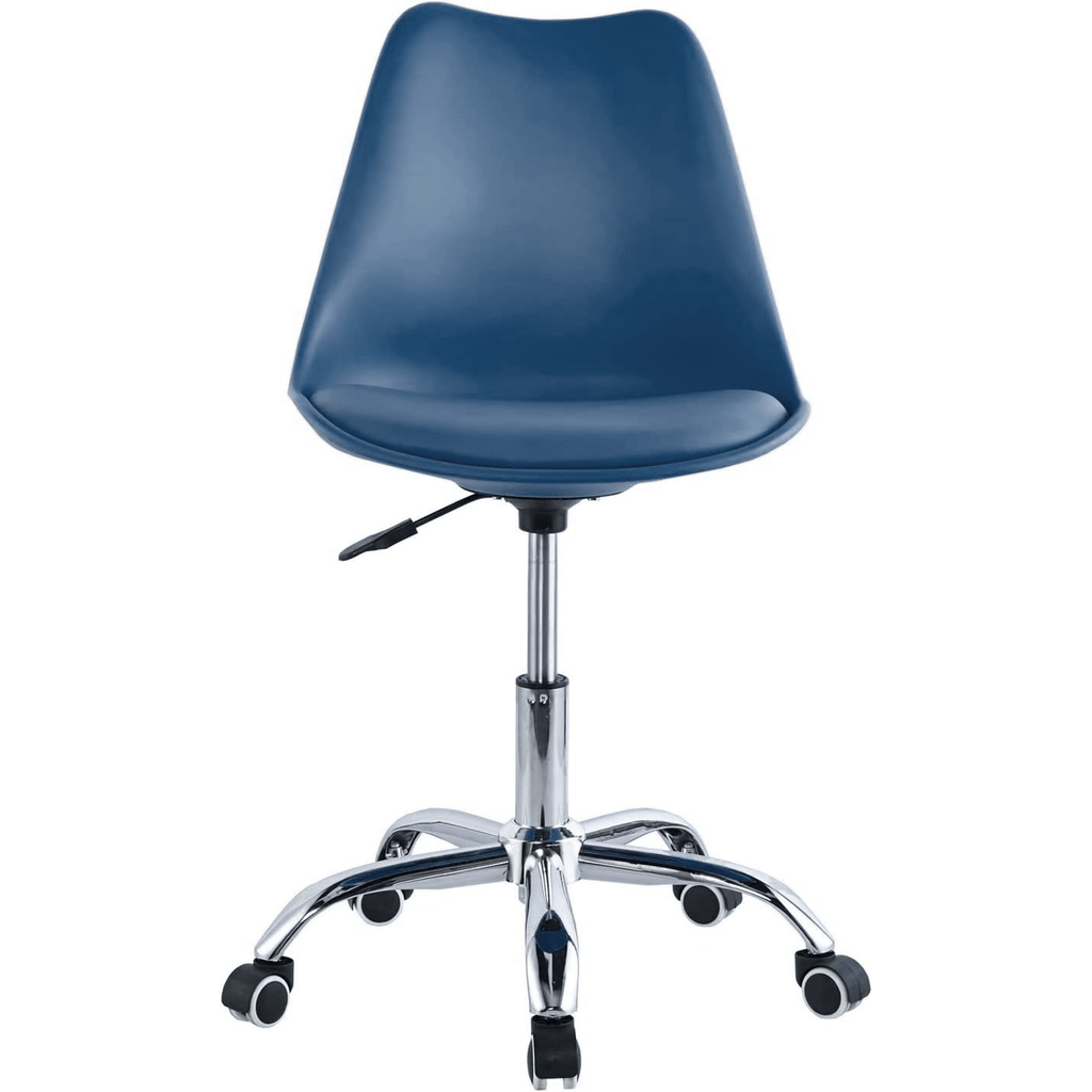 Silla Escritorio Ergonómica con Ruedas, Silla Oficina Giratoria con Altura Ajustable, Acolchada, Estilo Nórdico, Ideal para Estudio y Oficina