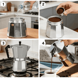Cafetera Italiana 12 Tazas, Cafetera Italiana de Aluminio con Mango Ergonómico, Compatible con Cocina de Gas, Vitrocerámica e Inducción, Válvula de Seguridad