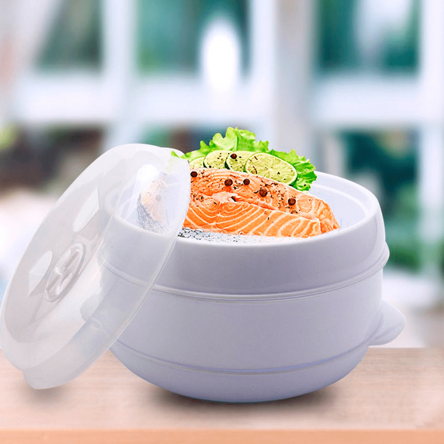 Vaporera Microondas, Cocina al Vapor en el Microondas sin Aceites y sin Grasa, Rápido y Fácil de Usar, Cocina Recetas Sanas en un Instante, Ideal para Verduras, Arroz y Pescado