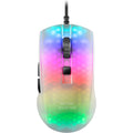 Mars Gaming MMR, Ratón Gaming RGB Chroma, Estructura Translúcida Ultra-Ligera 58 g, 12800 dpi, Switches Mecánicos HUANO, Blanco