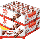 Kinder Bueno, Barritas de Chocolate y Crema de Avellanas, 15/30 Paquetes de 43g
