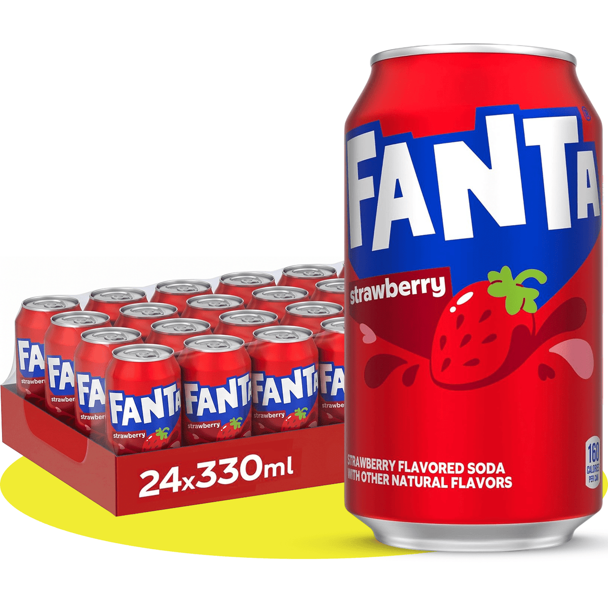 Fanta Fresa, Refresco con Sabor a Fresa, Pack Ahorro de 24 Latas de 330ml