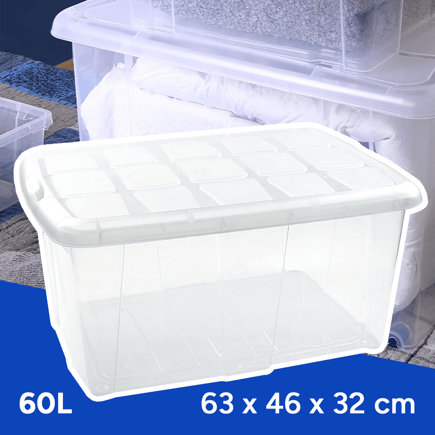 Caja Almacenamiento plástico para Guardar y Ordenar Juguetes, Libros, Documentos, Ropa, Mantas. Cierre Hermético, Gran Capacidad y Resistencia