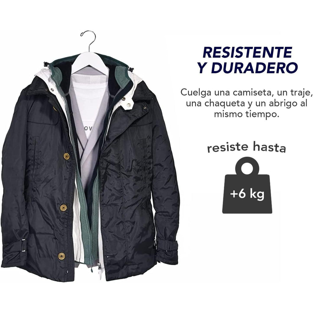 Perchas Ropa de Madera Maciza de Color Blanco, Gancho Rotatorio de 360º, Barra Horizontal, Muecas de Sujeción, Acabado en Vinilo, Perchas para Chaquetas, Trajes, Abrigos, Sudaderas
