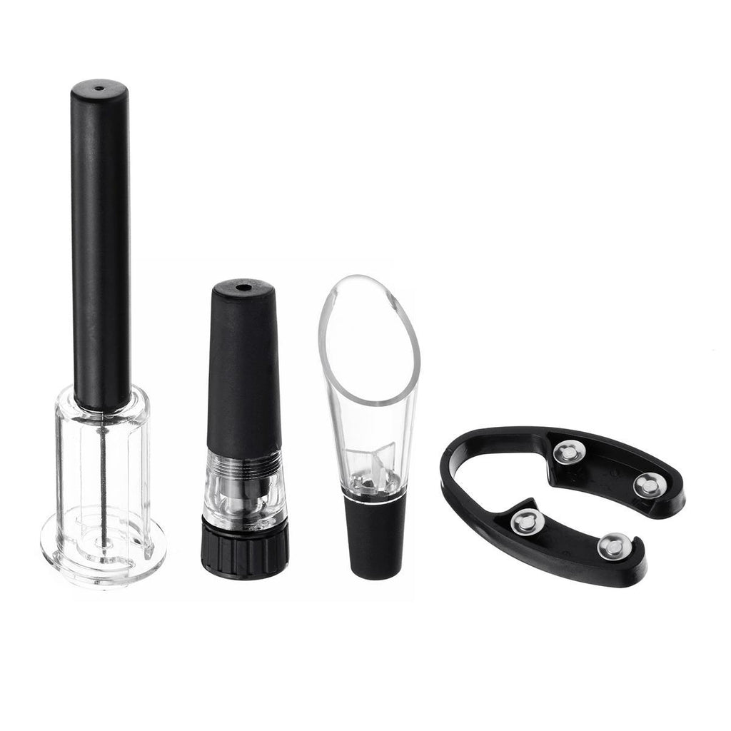 Set Abrebotellas Vino por Presión de Aire, Fácil y Rápido de Usar, Incluye Cortador, Sacaracorchos, Vertedor y Tapón