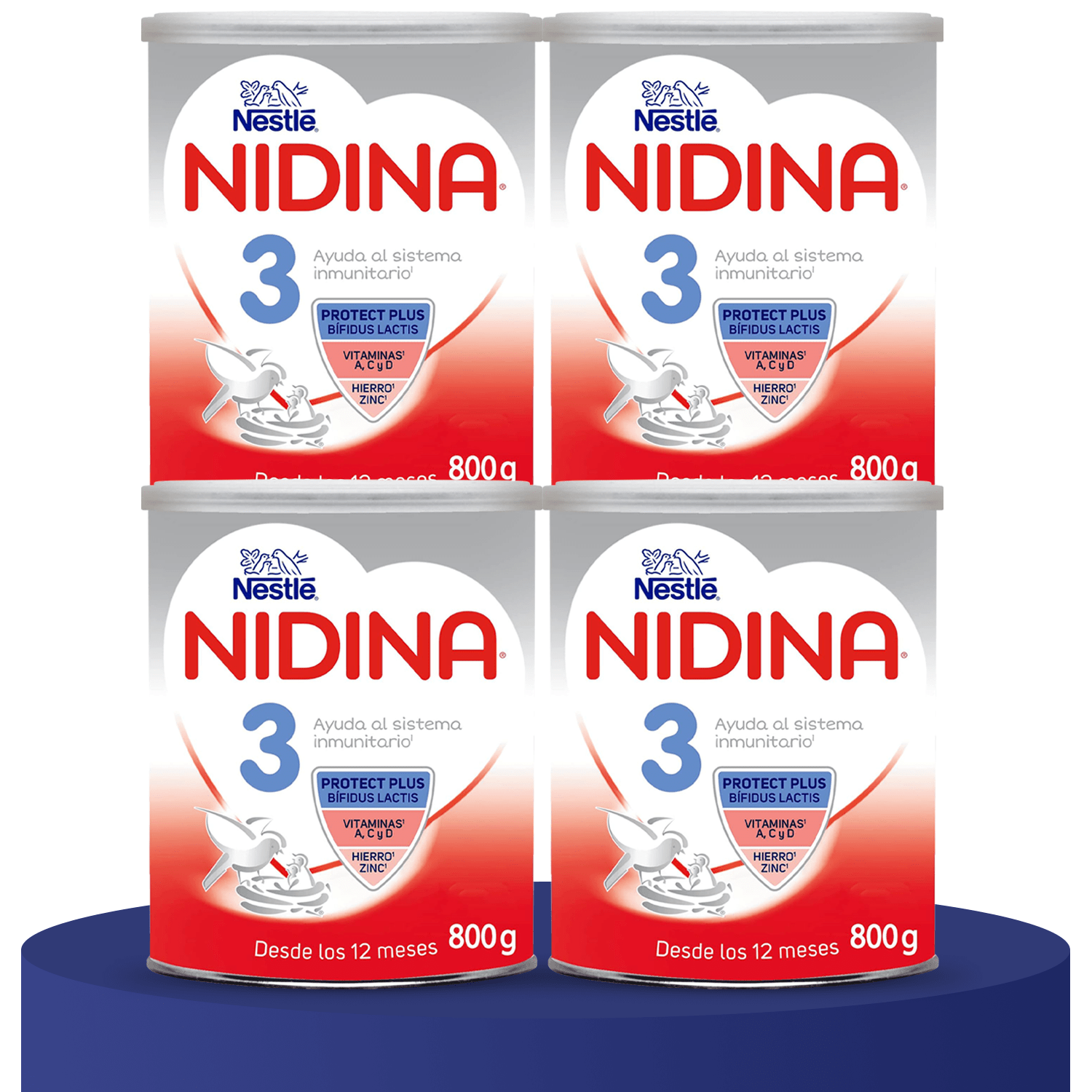 Nestlé NIDINA 3 Leche en Polvo Bebé, Leche de Credimiento indicada para Bebés desde los 12 Meses, Contiene Bífidus Lactis, DHA, Hierro, Zinc y Vitaminas A, C y D, 800g por Bote