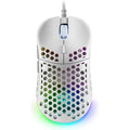 Mars Gaming MM55, Ratón Gaming RGB Chroma, Ultra-Ligero 55g, Sensor Óptico 12800 dpi, Switches Mecánicos Programables HUANO, Cable Paracord, Blanco