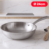 Sartenes de Acero Inoxidable TriPly Pulido y Mango Ergonómico de Acero Inoxidable Aptas para Todo Tipos de Cocina, Distribución Uniforme del Calor, Ø20/Ø24cm