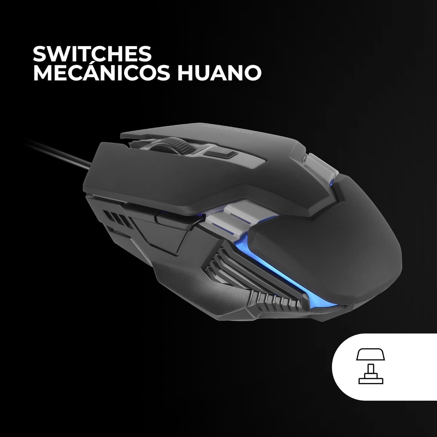 Mars Gaming MM024, Ratón Gaming RGB, Sensor Óptico 4000 dpi, Switches Mecánicos Huano, Iluminación RGB Flow, Ajuste On-The-Fly 1200/2400 / 3200/4000 dpi, Compatibilidad Multiplataforma, Negro