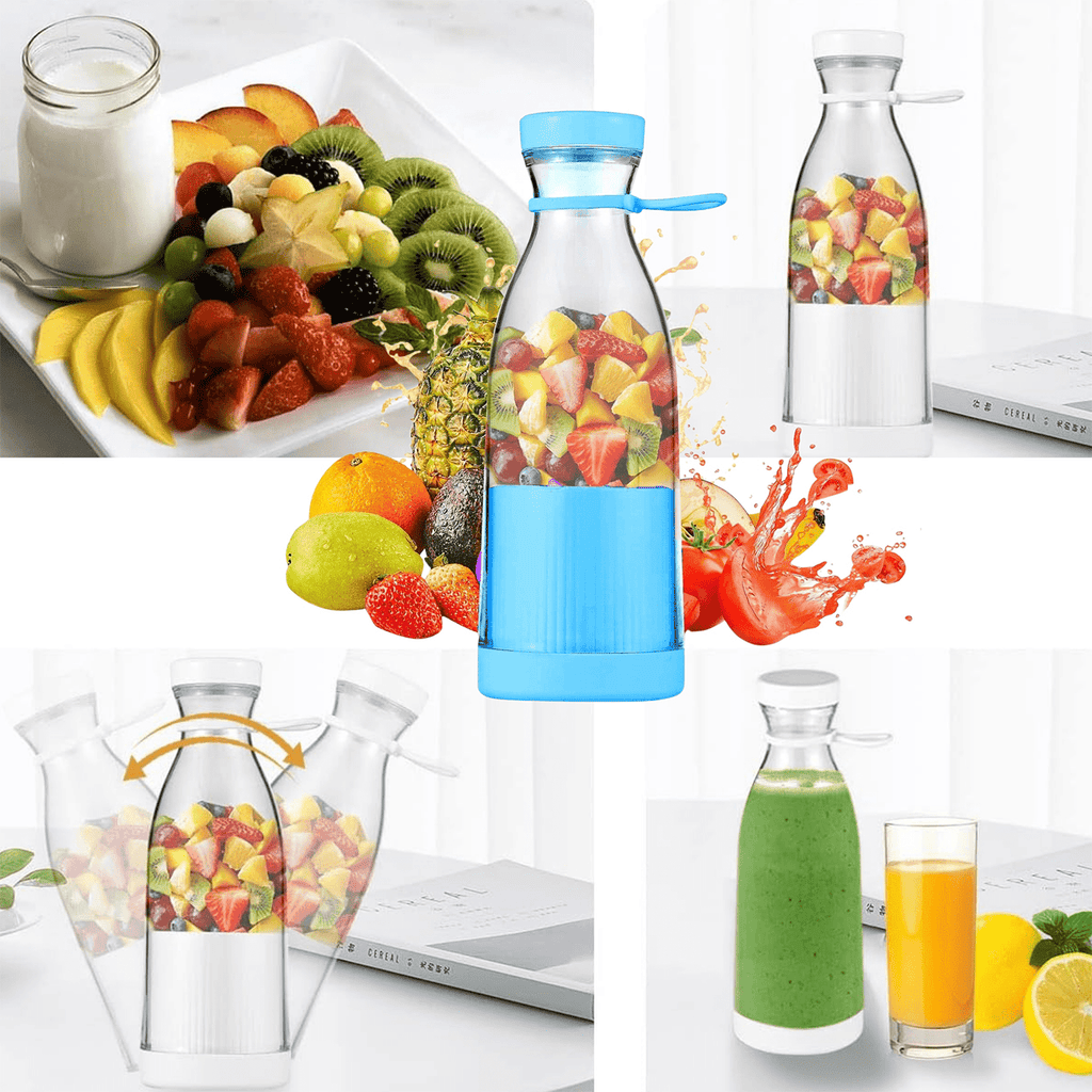 Botella Batidora de 300ml, 6 Cuchillas de Acero, Batería de 1200mAh, Cable de Carga USB, 40W de Potencia, Perfecto para Uso Diario y para Llevar, Para todo Tipo de Frutas y Verduras