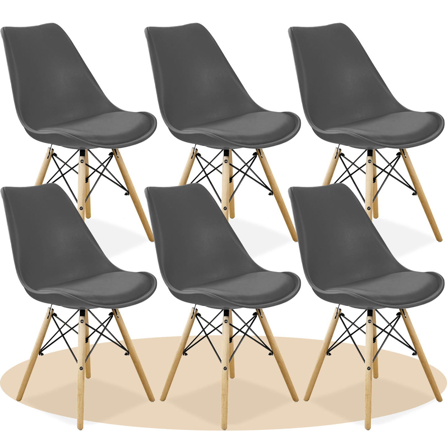 Sillas para Comedor, Sillas para Cocina con Asiento Blando, Tapizado y Patas Resistentes de Madera de Haya, Sillas Nórdicas Minimalistas, 49.5 x 44 x 79.5 cm