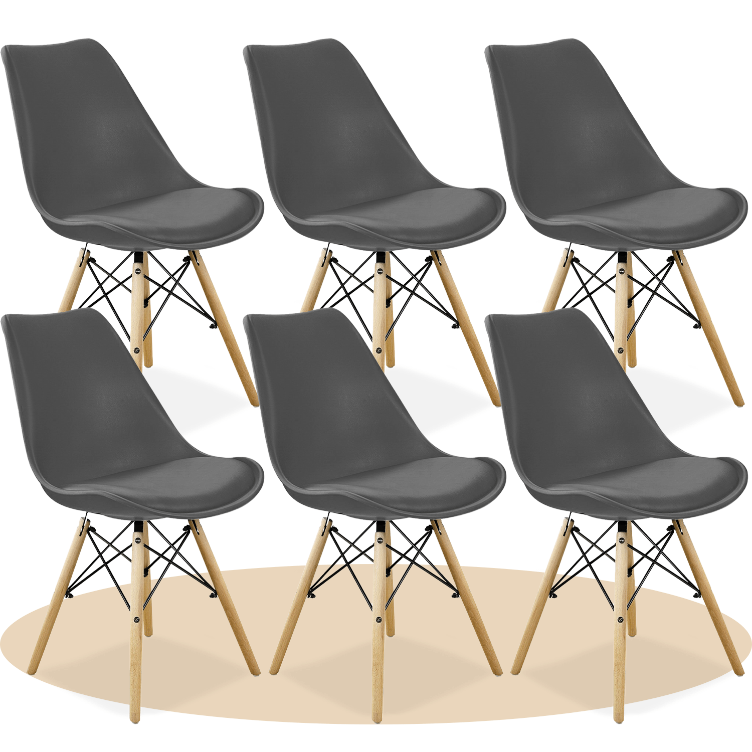 Sillas para Comedor, Sillas para Cocina con Asiento Blando, Tapizado y Patas Resistentes de Madera de Haya, Sillas Nórdicas Minimalistas, 49.5 x 44 x 79.5 cm