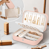 Joyeros Organizador de Mujer con Múltiples Compartimentos y Espacios, Impermeable, Cremallera Resistente, Interior Suave para Proteger las Joyas del Desgaste, 16cm Largo x 11.5cm Ancho x 5cm Alto, Caja Organizadora de Joyas