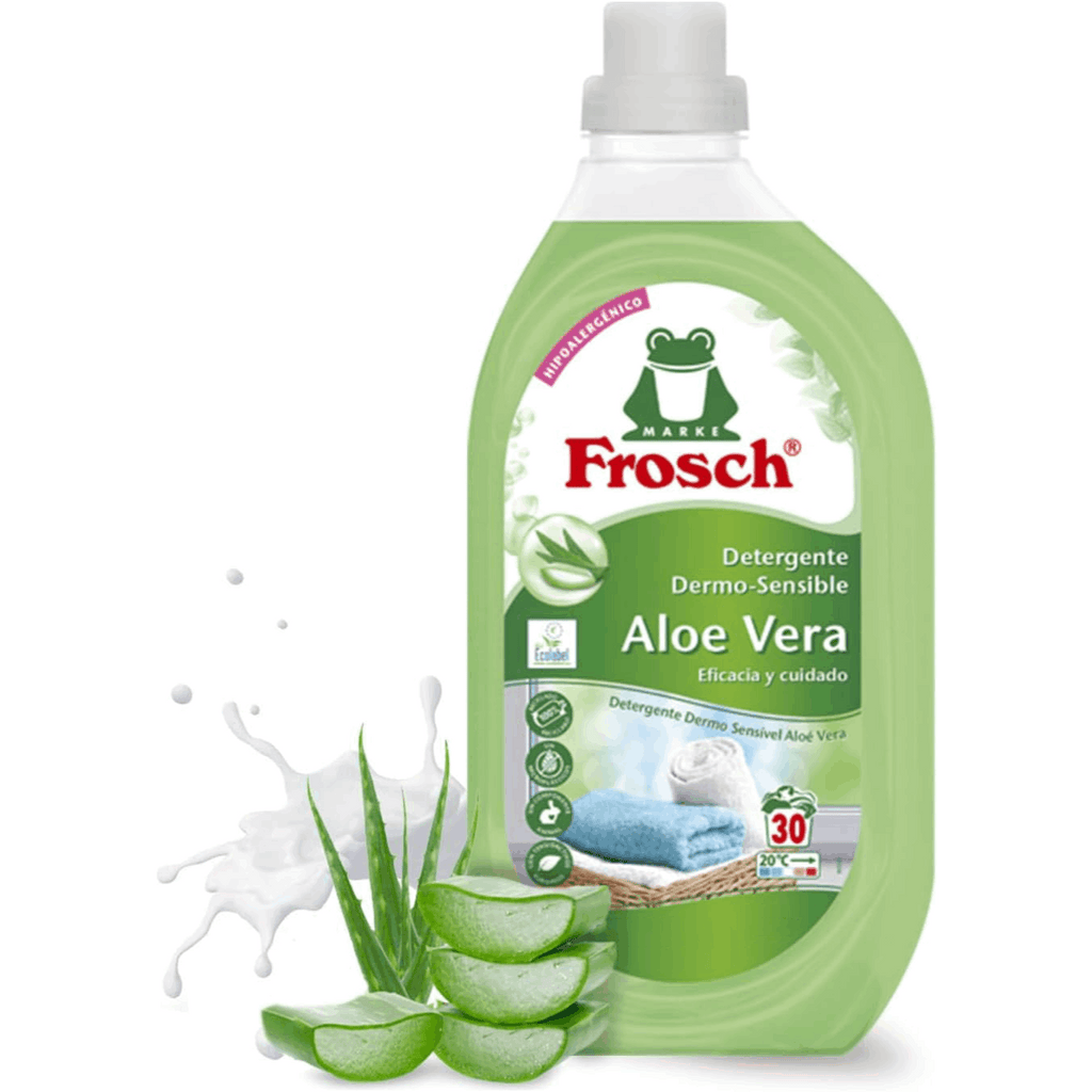 Frosch Detergente para Lavadora Líquido Concentrado, Detergente de Aloe Vera, Ropa Limpia e Impecable en el Lavado, Apto para Todo Tipo de Tejidos menos Lana y Seda, 1.5 L