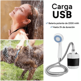 Ducha Portátil Camping Ideal para Viajes, Acampadas, Exteriores y Jardín, 150cm de Manguera, Incluye Cable de Carga USB y Soporte, Ahorra Agua, Potencia de Larga Duración, Compacta, Resistente y Fácil de Transportar, Resistencia al Agua IPX7
