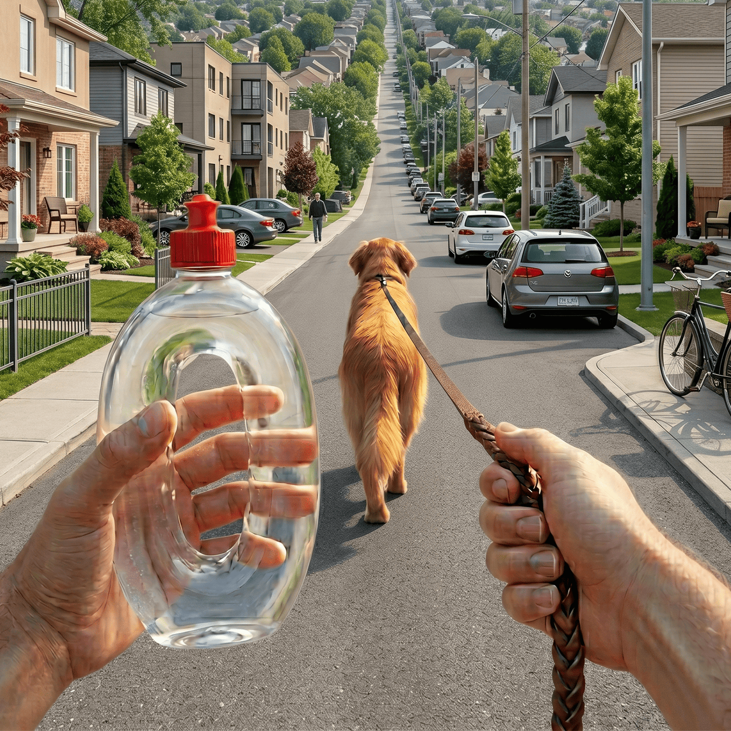 Botella Pipi Perros Calle, Botella Portatil para Limpiar Pipi o para Beber, Agarre Cómodo, Color Transparente, Boquilla Retráctil, 500ml