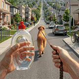 Botella Pipi Perros Calle, Botella Portatil para Limpiar Pipi o para Beber, Agarre Cómodo, Color Transparente, Boquilla Retráctil, 500ml