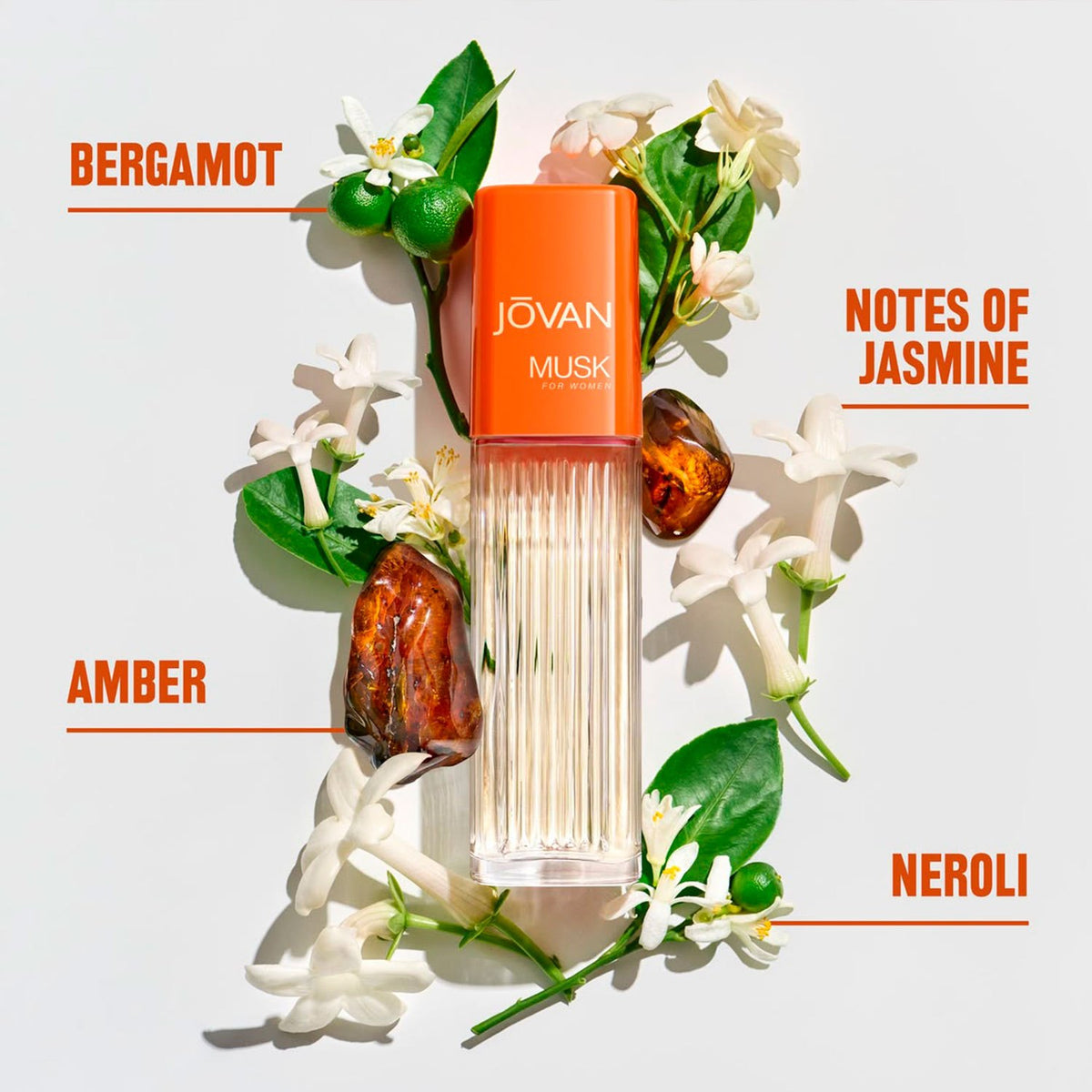 Jovan Musk Eau de Cologne para Mujer, Perfume Floral y Almizclado con Notas de Bergamota, Jazmín, Neroli y Musk, Set de 100 ml + 15 ml