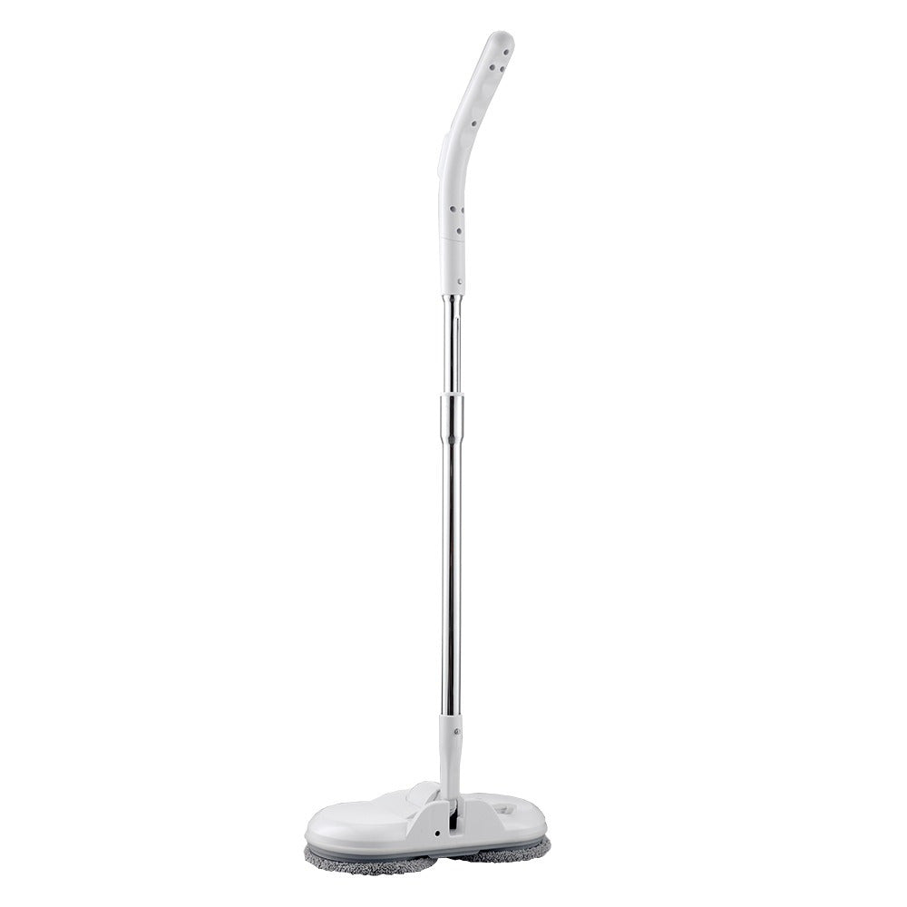Mopa Limpieza Giratoria, Tubo Extensible, Uso en Seco y Mojado, Depósito de 200ml, Discos Giratorios de Microfibra, 150 RPM, Muy Silencioso, Hasta 40 mins de Uso, 35 Ancho x 124 cm Alto