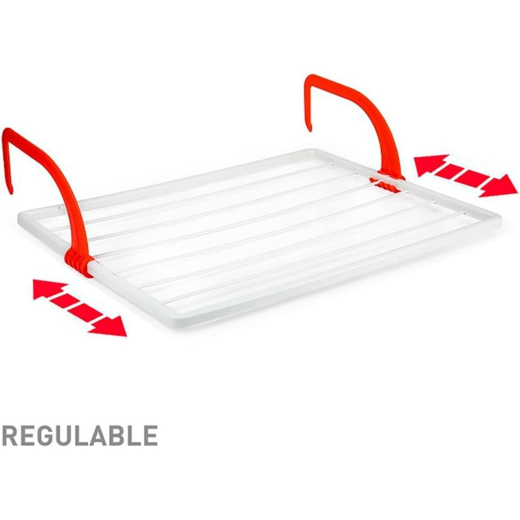 Tendedero Balcón con Gran Superficie de Tendido, para Balcones y Radiadores, Máxima Resistencia al Sol y a la Intemperie, Hecho de Resina Resistente, Aguanta el Peso de la Ropa, Extensible, Compacto y con Tamaño Optimizado
