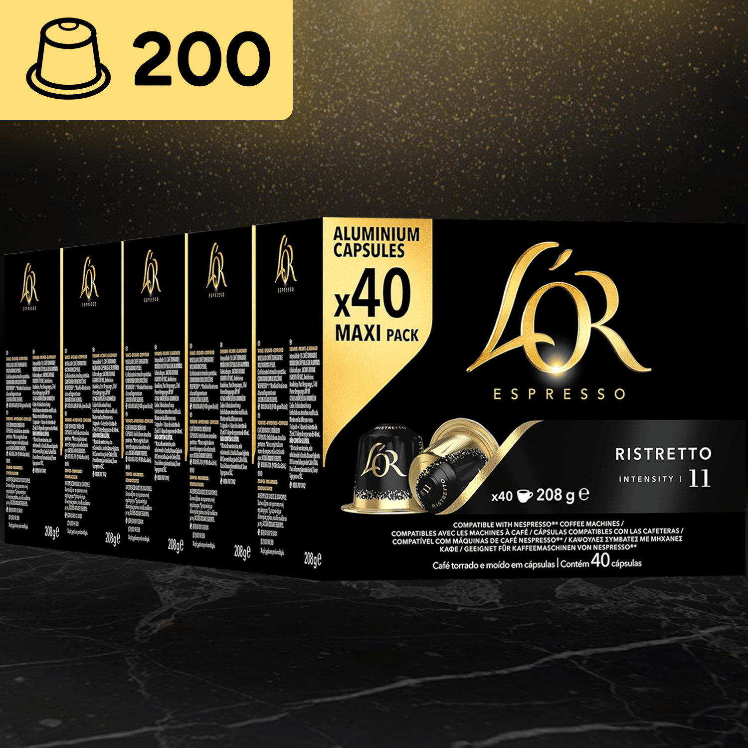 L'Or Espresso Capsulas de Cafe, Intenso, Potente, Especiado y con Carácter, Cápsulas Compatibles con Cafeteras Nespresso, 40/80/120/200/320/400 Cápsulas
