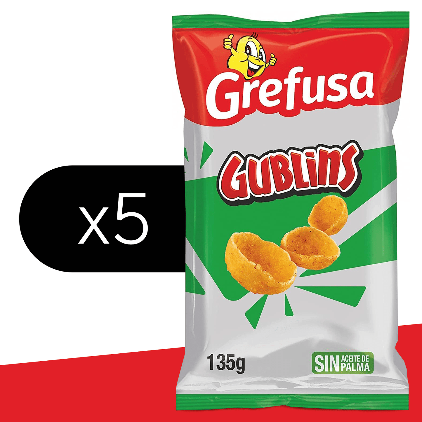 Grefusa Gublins Sabor Barbacoa, Snack Crujiente de Maíz, Ideal para Picar, Bolsa de 135g