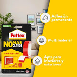Pattex No Más Clavos Cinta Adhesiva Doble Cara Permanente, Cinta de Doble Cara Extrafuerte, Adhesivo de Montaje para Interior y Exterior, 19mm x 1,5m