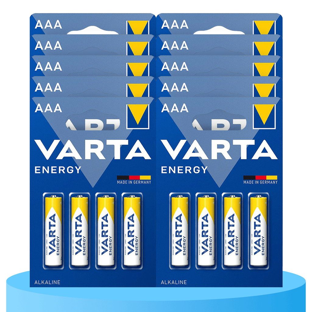 Pilas AAA Alcalinas de Alto Rendimiento, VARTA Energy, Larga Duración, Energía Continua, Ideal para Controles Remotos, Juguetes Electrónicos, Linternas, Lámparas, Relojes, Cámaras y Otros Dispositivos de Uso Diario - VARTA