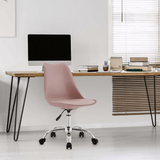 Silla Escritorio Ergonómica con Ruedas, Silla Oficina Giratoria con Altura Ajustable, Acolchada, Estilo Nórdico, Ideal para Estudio y Oficina