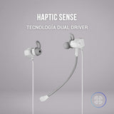 Mars Gaming MIHX, In-Ear con Dual Driver 10mm + HAPTIC Sense, Sonido Envolvente con Graves Potenciados, Micrófono Extraíble y Fijo, Control de Volumen y Mute, Compatibilidad Total, Blanco
