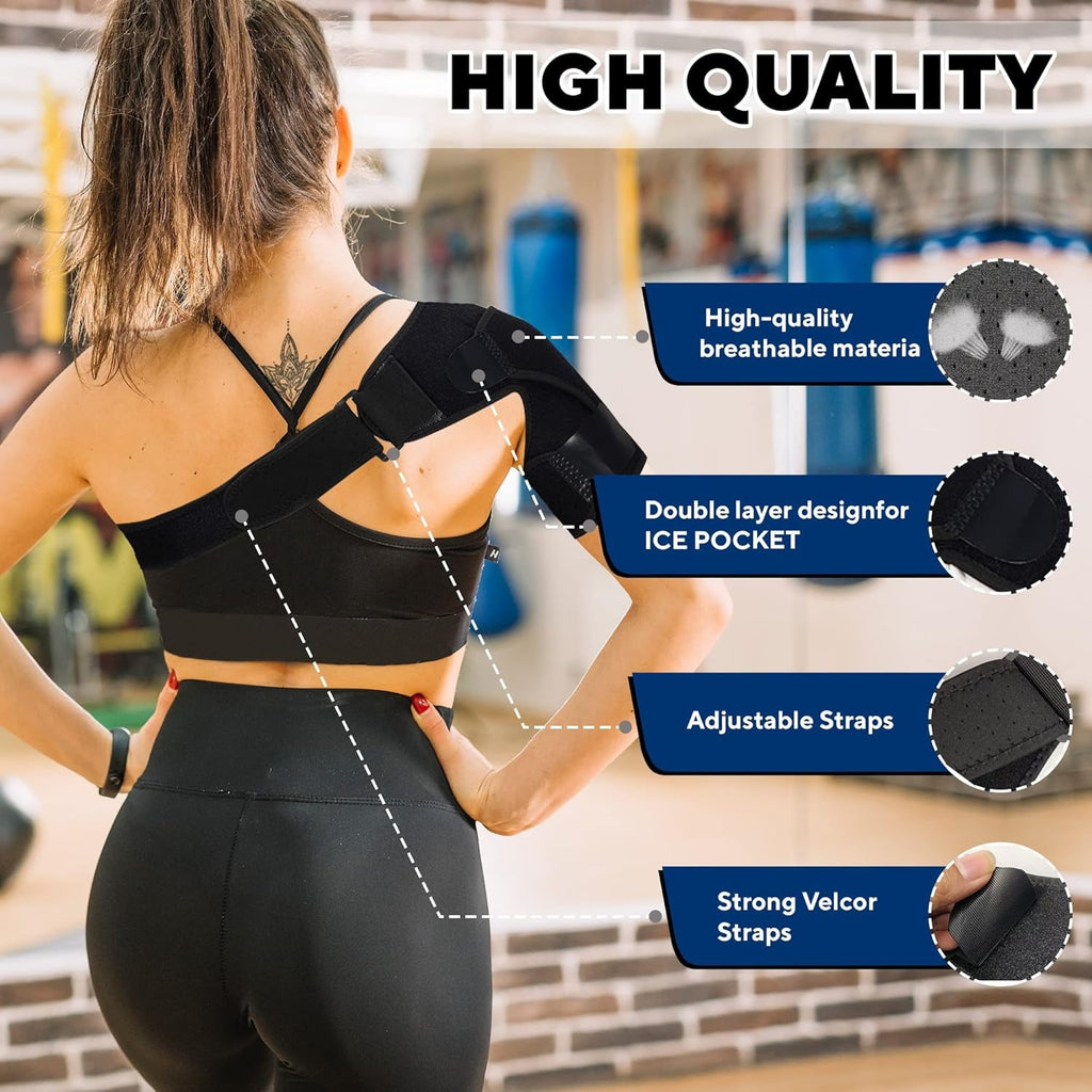 Hombrera Ortopédica, hombrera Tendinitis Ajustable, Hombrera Deportiva de Neopreno, Ayuda a Aliviar Dolores en el Hombro, Bolsillo Ajustable para Terapias Frío / Calor, Talla Única