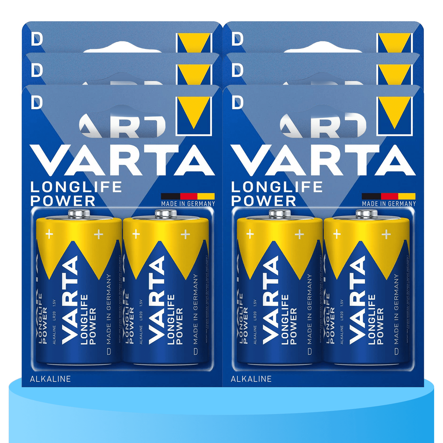 Pilas D Alcalinas de Alto Rendimiento, VARTA Longlife Power, Ultra Larga Duración, Energía Potente y Continua, Ideal para Linternas de Alto Consumo, Radios Portátiles, Juguetes Grandes, Equipos de Sonido y Dispositivos Industriales - VARTA
