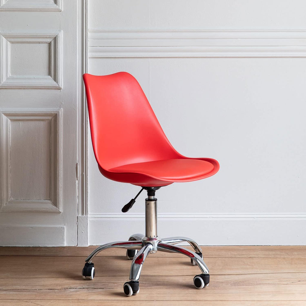 Silla Escritorio Ergonómica con Ruedas, Silla Oficina Giratoria con Altura Ajustable, Acolchada, Estilo Nórdico, Ideal para Estudio y Oficina