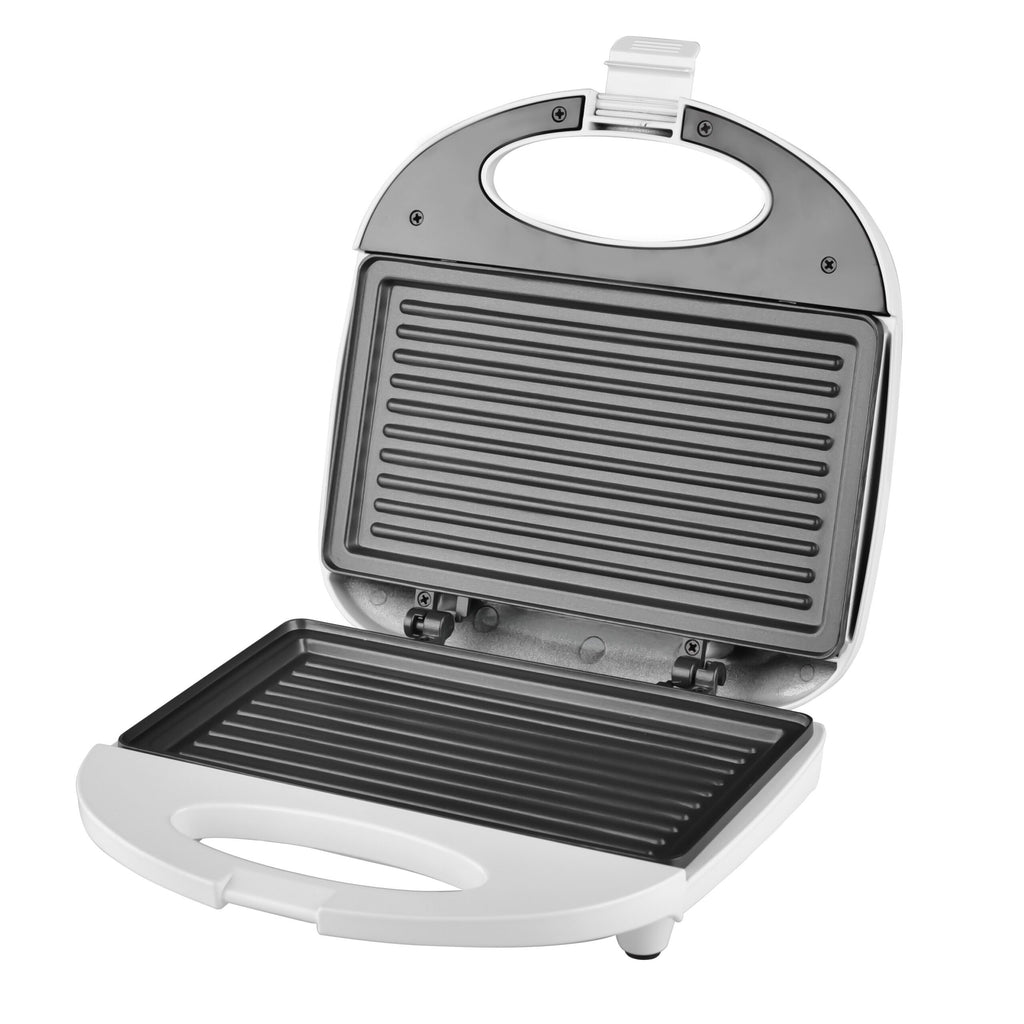 Sandwichera Electrica 750W, Tostadora con Revestimiento Antiadherente de Fácil Limpieza, Placa Forma Grill, Indicador LED, Exterior Frío al Tacto, Patas de Plástico Antideslizantes
