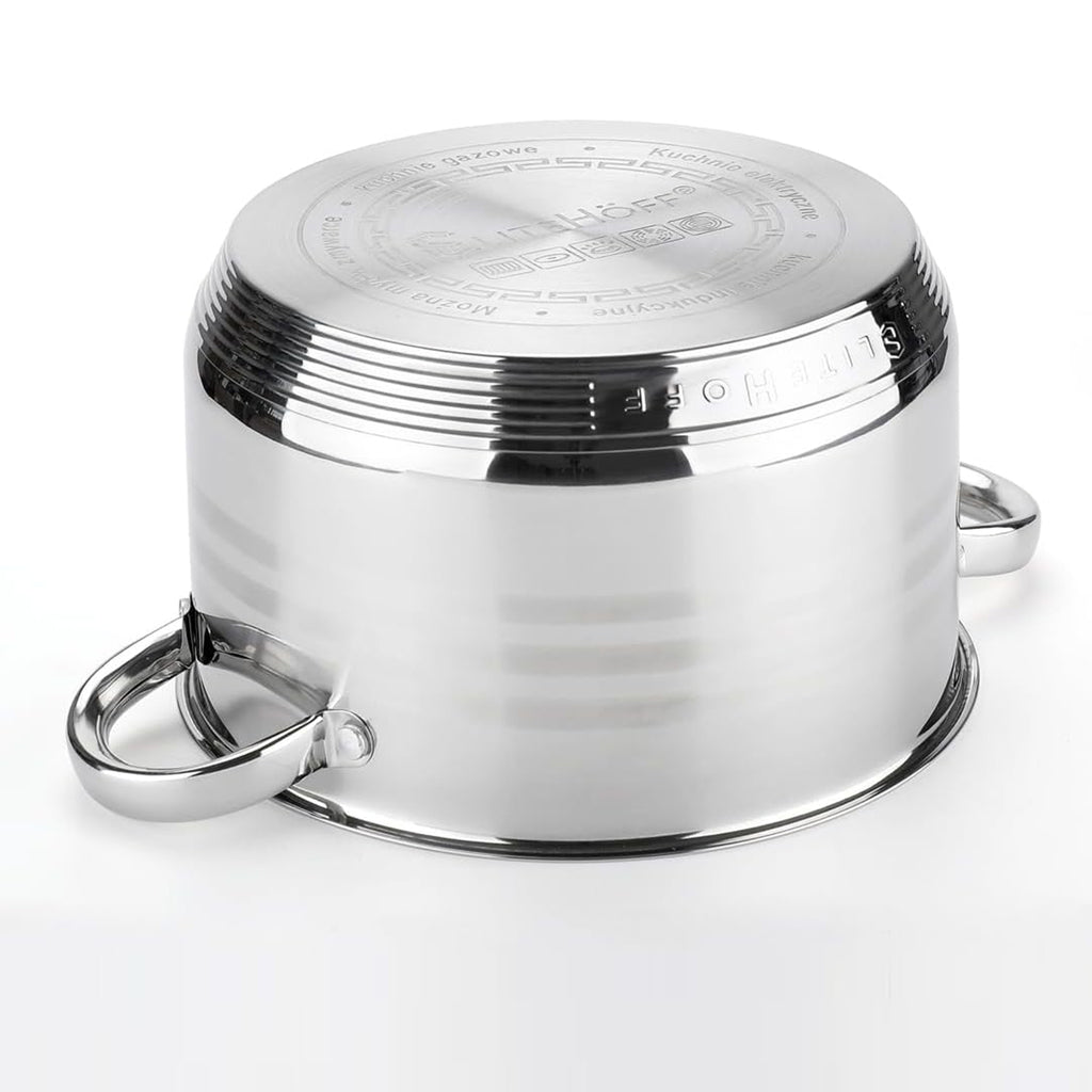 Juego de Ollas de Acero Inoxidable, 12 Piezas, Tapas Incluidas, Apto para Lavavajillas, Apto para Cocina Eléctrica, Gas, Vitrocerámica e Inducción