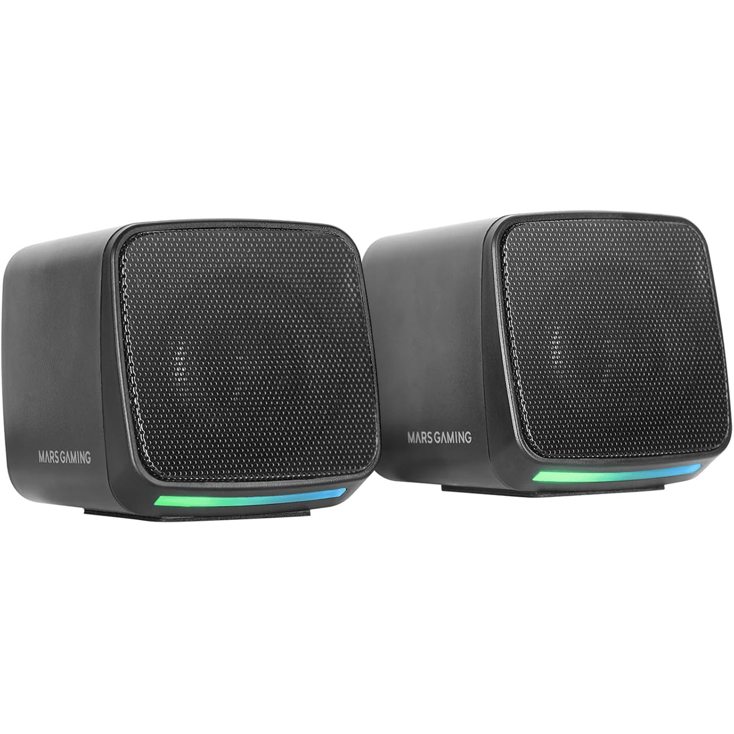 Mars Gaming MS-Pro, Altavoces Compactos 10W, Iluminación RGB Flow Dinámica, Altavoz PC con Caja de Control y Entrada Jack 3.5mm, Altavoces Gaming Compatibles con PC/Mac/Smartphone/Tablet, Negro