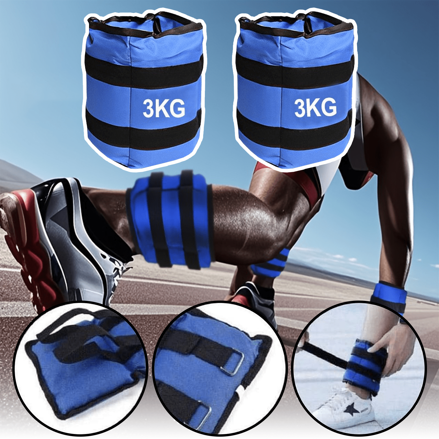 Pesas de Tobillo y Muñecas ideales para Correr, Footing, Movimiento Físico y Gimnasio, Incrementa la Intensidad de tus Ejercicios, Correas Ajustables y Cierre Fácil, Transpirables e Inodoros, Resistentes al Desgarro y Cómodos para la Piel