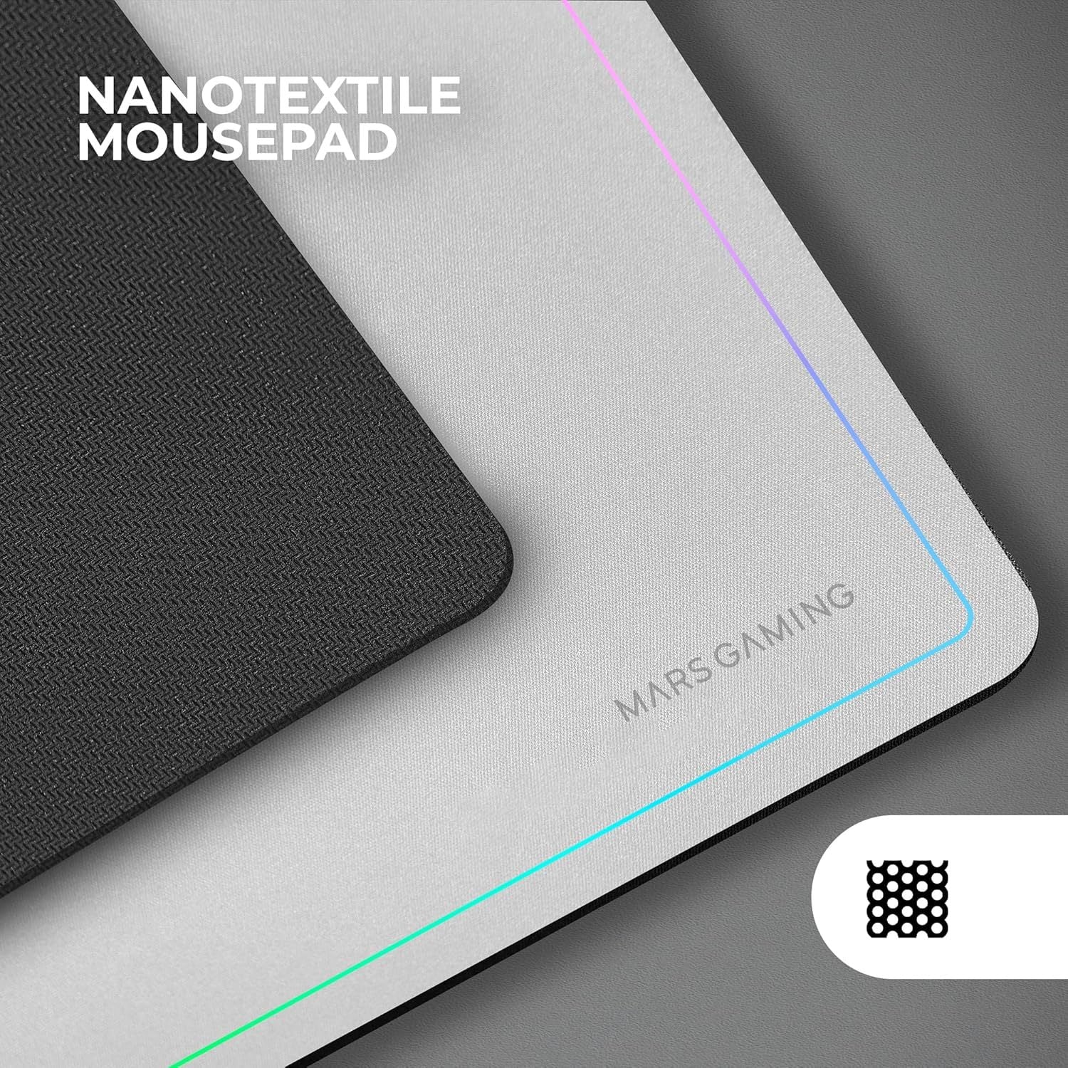 Mars Gaming MCP124, Combo Gaming 3en1, Teclado Ergonómico H-Mech LED RGB, Ratón RGB 3200DPI Switches HUANO, Alfombrilla Nanotextil 360x260mm, Compatibilidad Multiplataforma, Layout Francés, Blanco