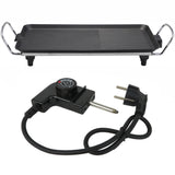 Plancha de Cocina Eléctrica con Revestimiento Antiadherente para Carne, Pescado y Verduras, Forma Lisa y Grill, 1500W de Potencia, 230V-50Hz, Bandeja Recoge-Aceite Desmontable, Control de Termostato Ajustable, Asas para Facilitar el Transporte Seguro