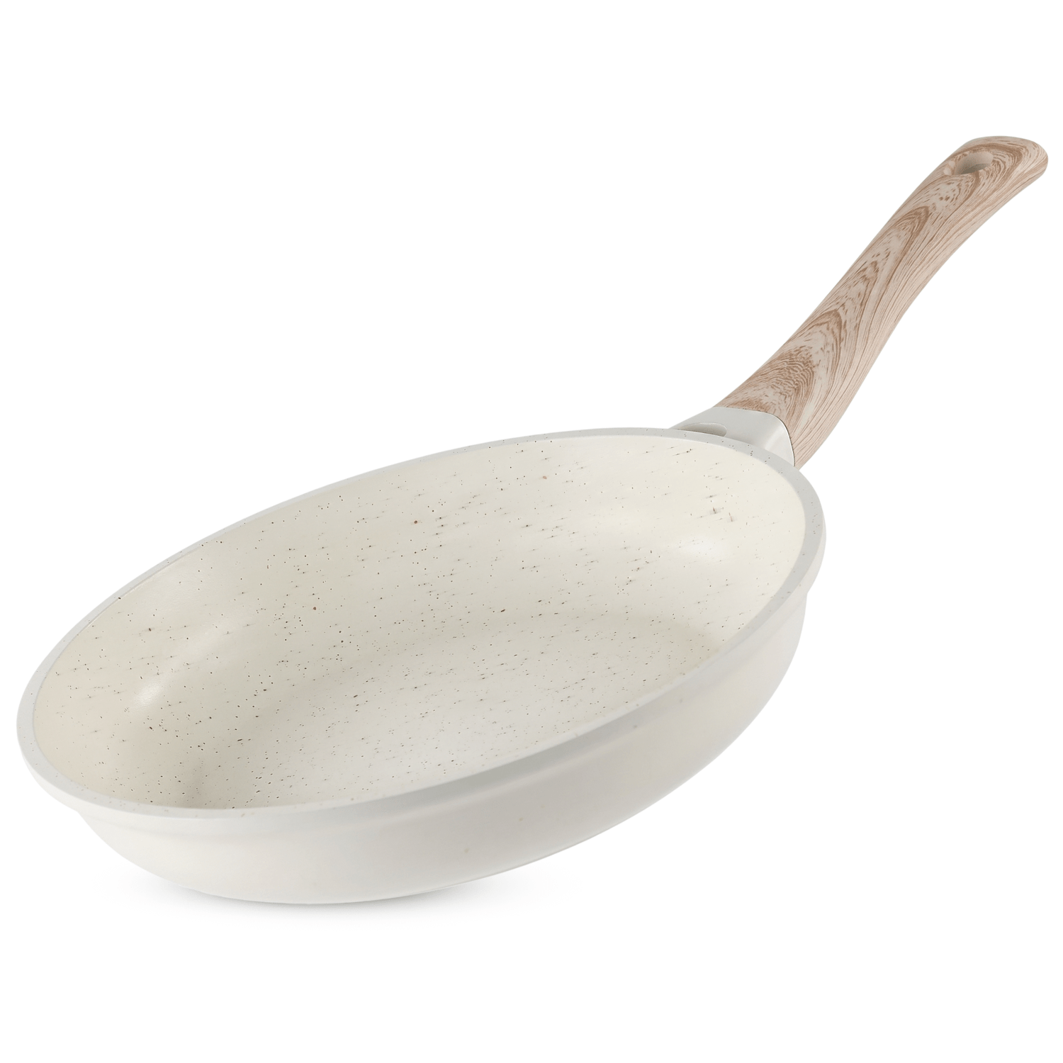Sartenes Cocina Antiadherente, Sartenes de Aluminio de Alta Resistencia con Revestimiento Antiadherente efecto Mármol Blanco, Base de Inducción y Mangos de Baquelita Estilo Madera, Ø20/Ø24/Ø28cm