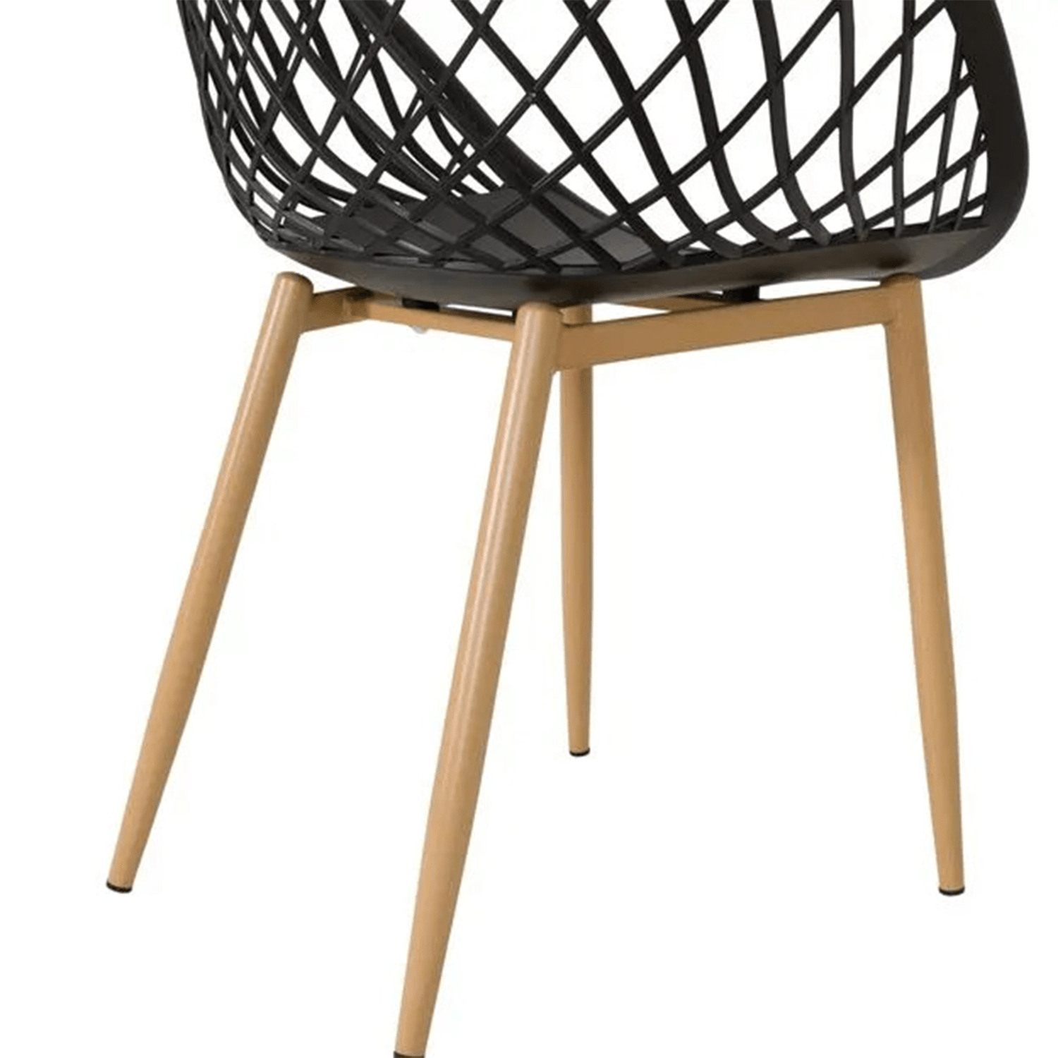 Sillas para Comedor, Sillas para Cocina con Asiento de Polipropileno Ultra Resistente con Diseño tipo Rejilla, Estructura y Patas Metálicas de Color Caqui, 56 x 56 x 80 cm, Negro