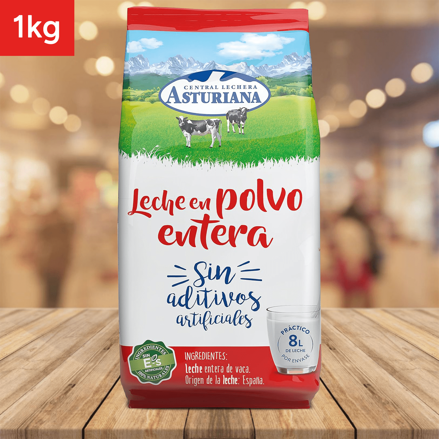 Central Lechera Asturiana Leche en Polvo Entera, Sin Aditivos Artificiales, 1kg