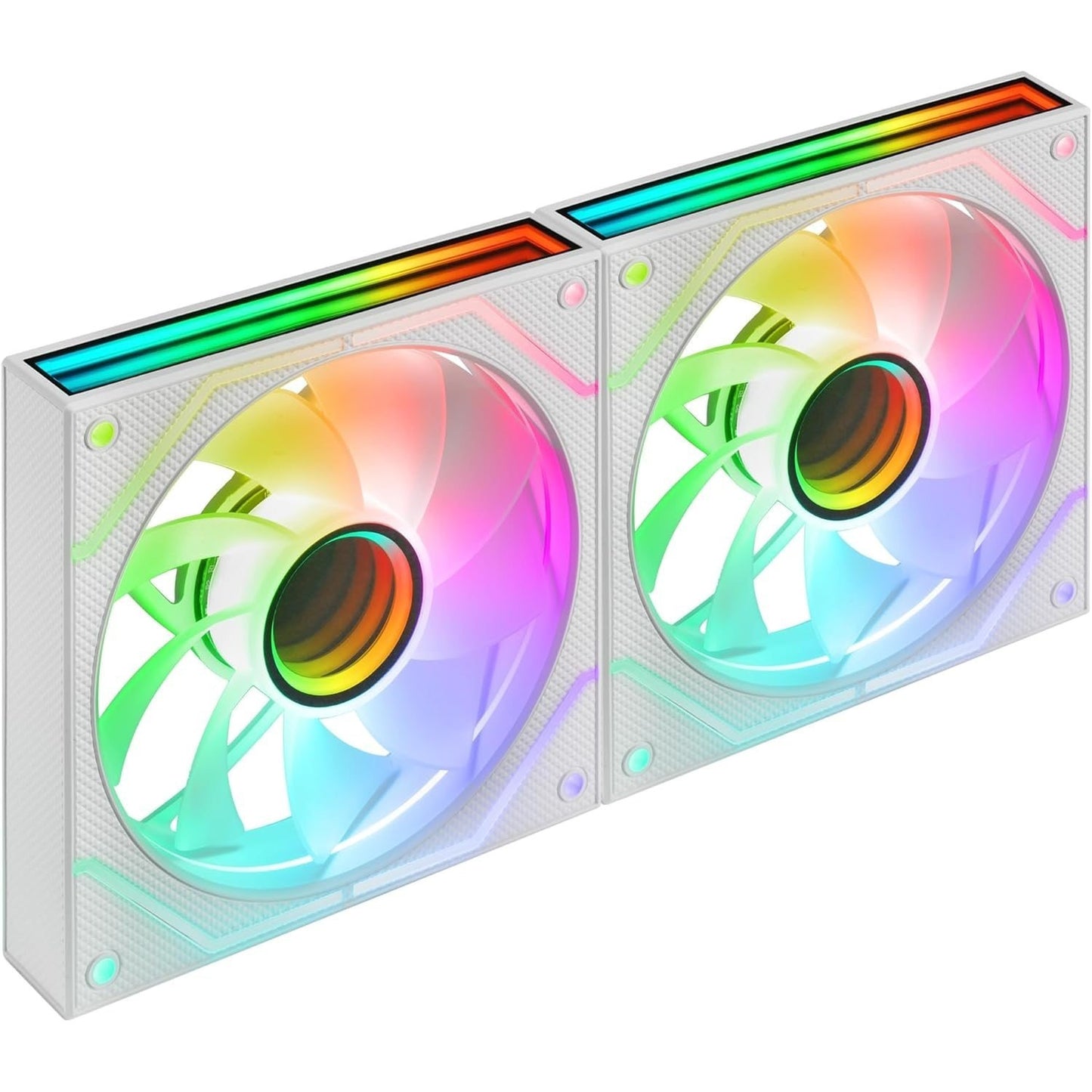 Mars Gaming MF-3DPROX2R, Kit 2x Ventiladores 120mm, Aspas Invertidas, Iluminación ARGB Triple Infinity Mirror 360°, Control PWM, Rodamientos FDB, Ventiladores PC con Compatibilidad Total ARGB, Blanco