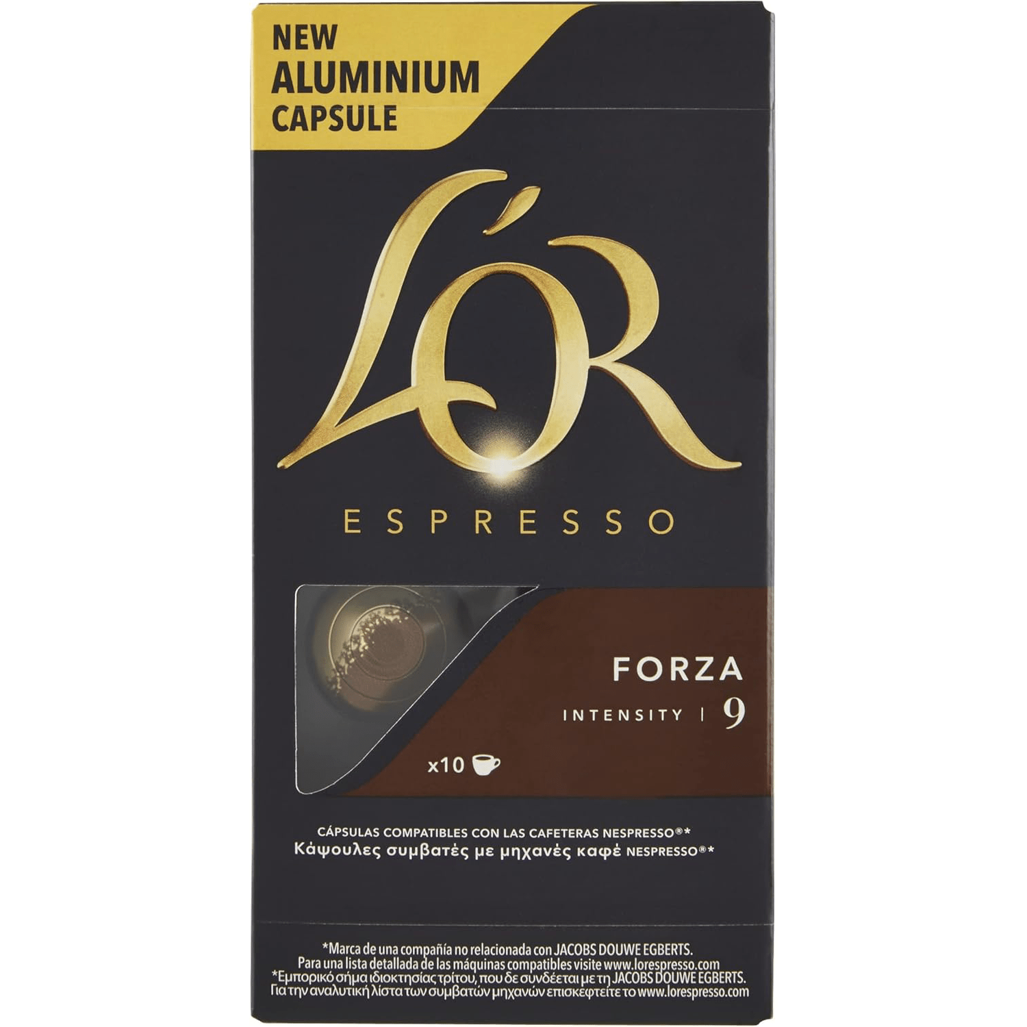 L'Or Espresso Café Cápsulas Forza, Intensidad 9, Notas Cremosas y de Nuez, 10/50 Cápsulas