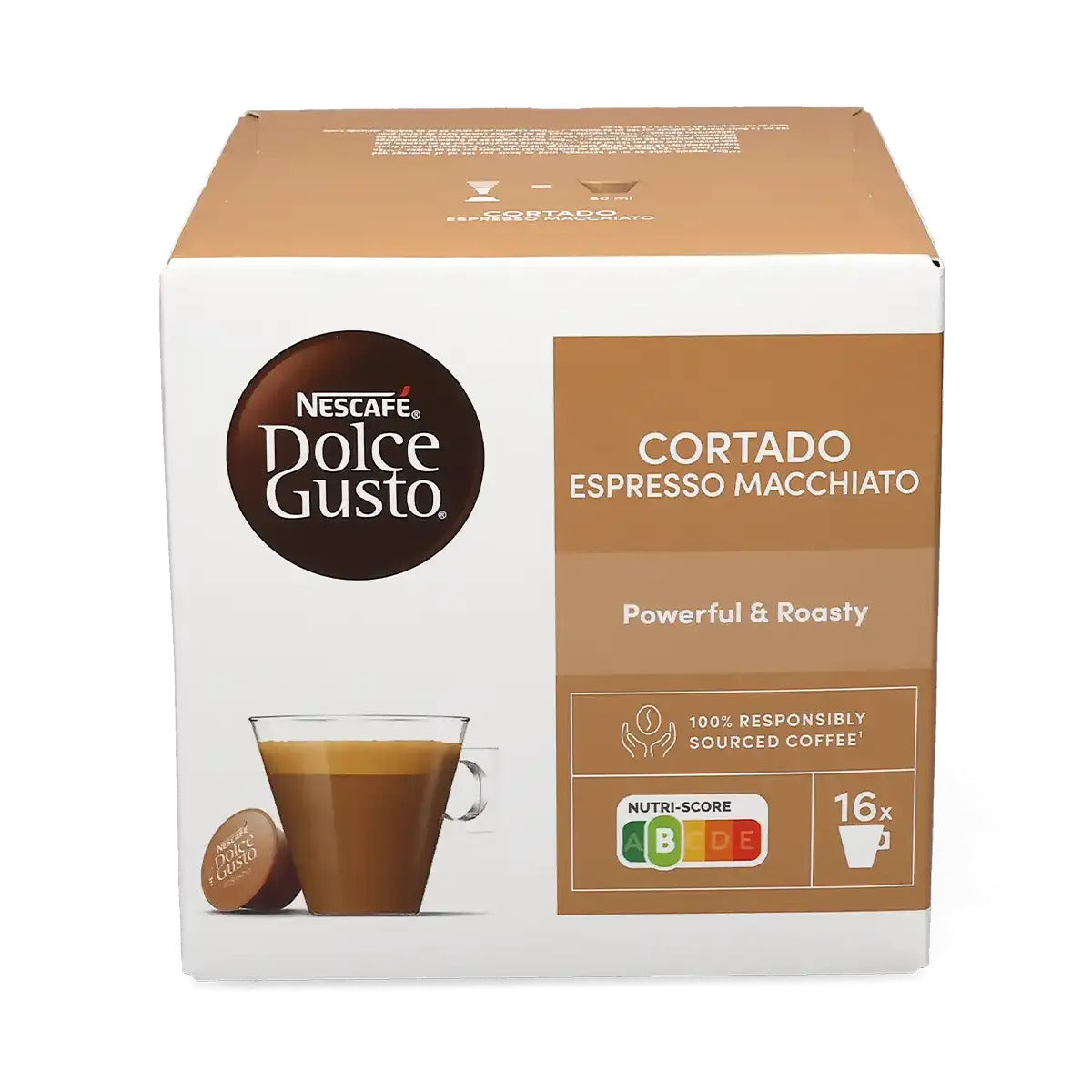 Nescafé Dolce Gusto, Café Cortado Espresso Macchiato, Intensidad 8, 16/48/96 Cápsulas