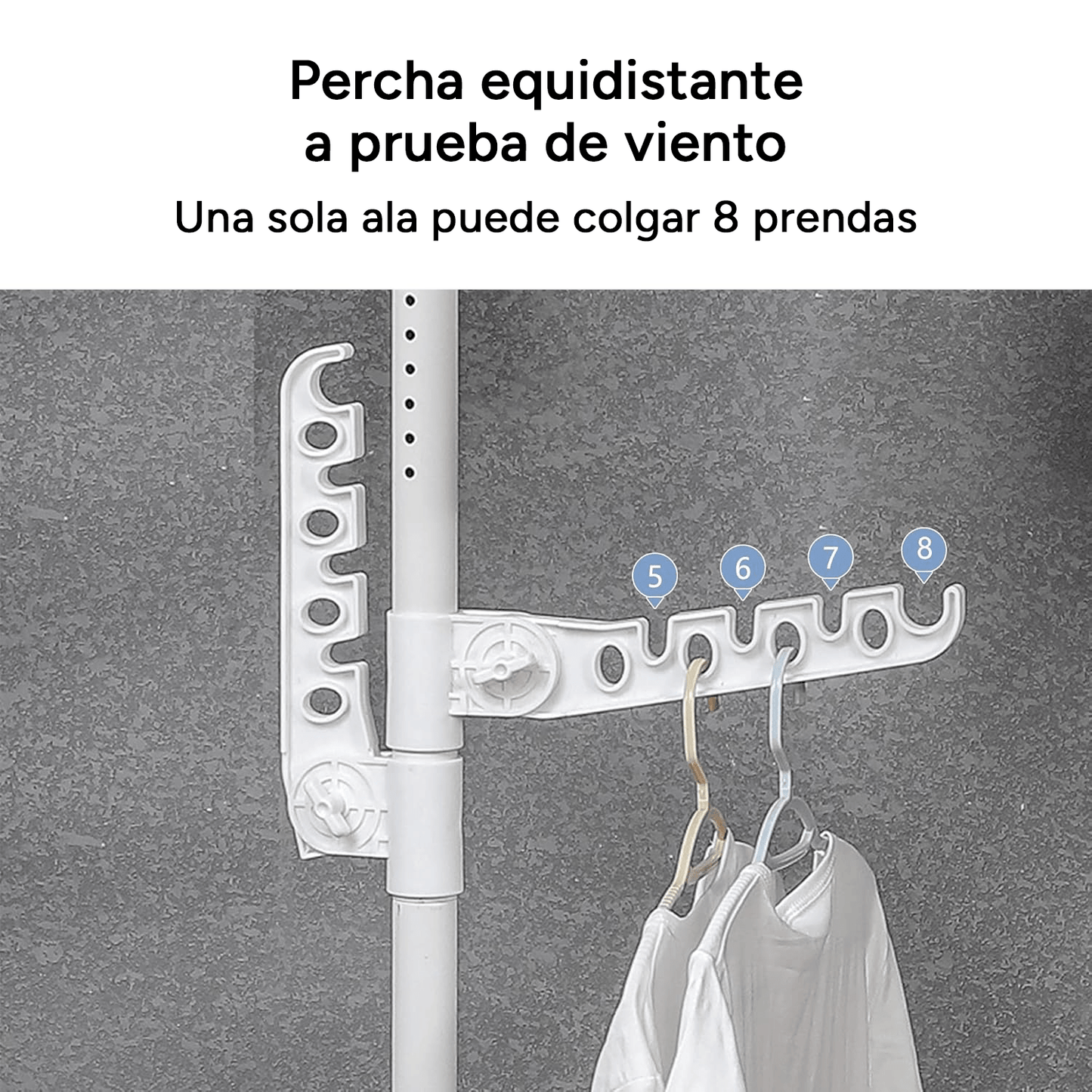 Tendedero Ropa Vertical Extensible, Tendedero Tubo Extensible, Fácil de Instalar, Ajustable en Altura, Portátil, 3 Perchas Ajustables, Fácil de Guardar, Instalación sin Herramientas, Apto para Interior, Salón, Dormitorio, Balcón, Oficina y Cuarto de Baño