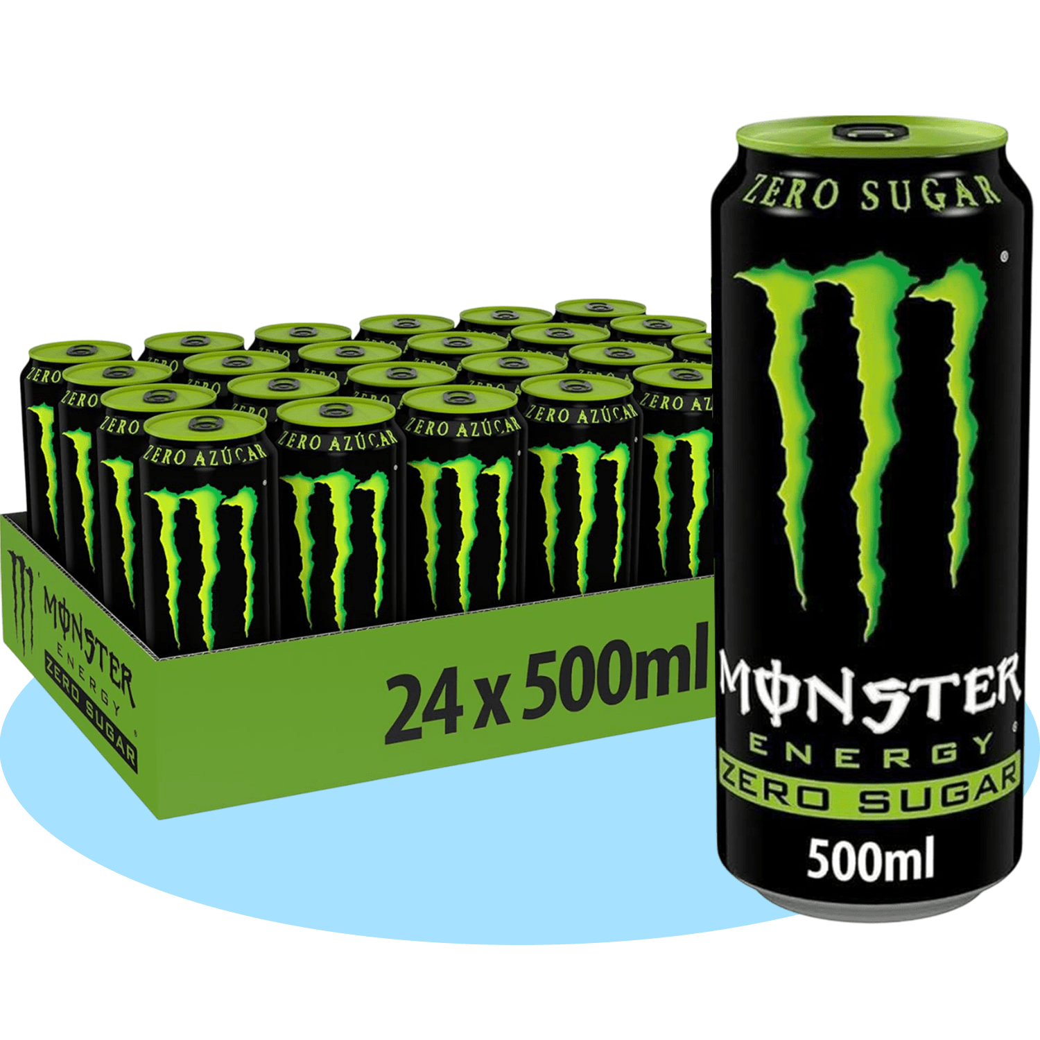 MONSTER ENERGY Zero Sugar Bebida Energética Sin Azúcar, 12 Latas de 500ml