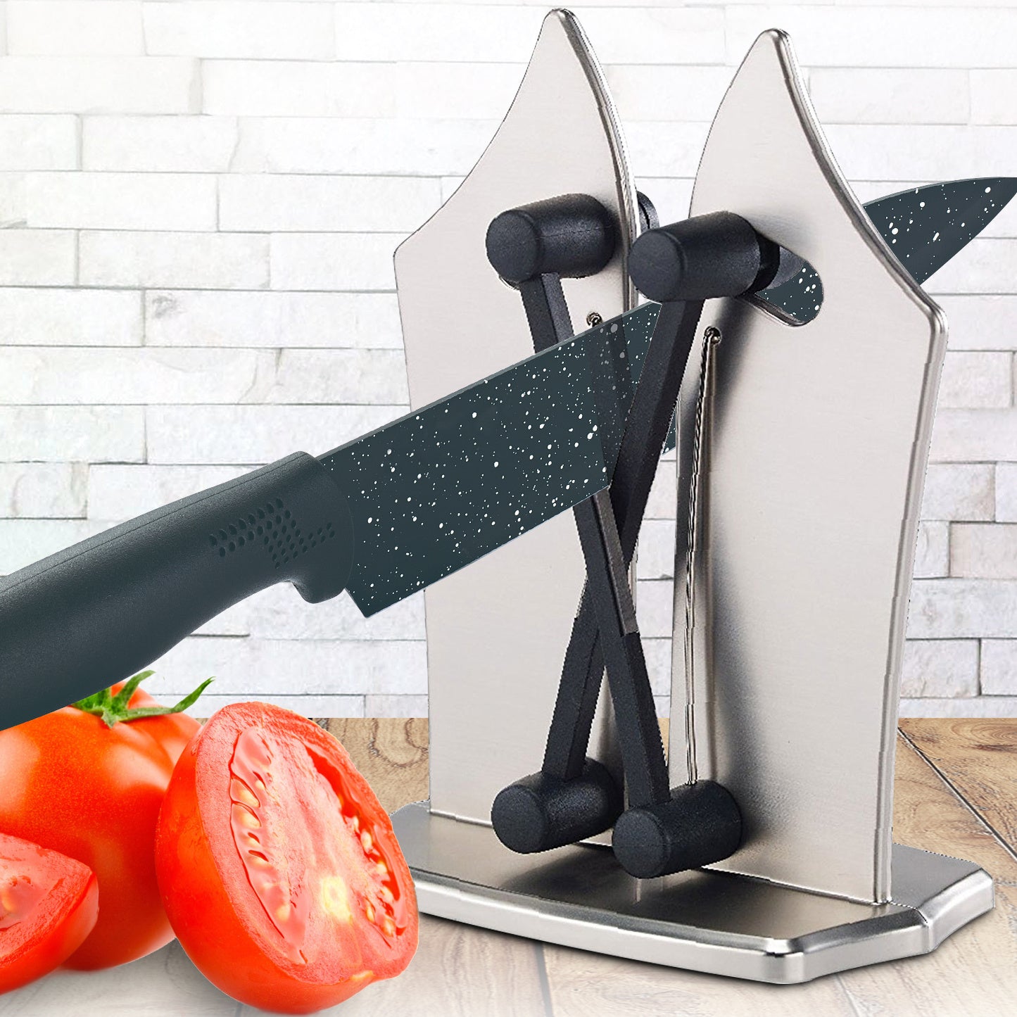 Afilador de Cuchillos Manual, Fácil de Usar, Resistente y Ligero, Se Adapta a Cualquier tipo de Cuchillo, Afila y Pule, Ideal para Cuchillos Lisos o Dentados, Hecho de Tungsteno